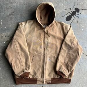 Vintage y2k brown active carhartt hooded work wear jacket